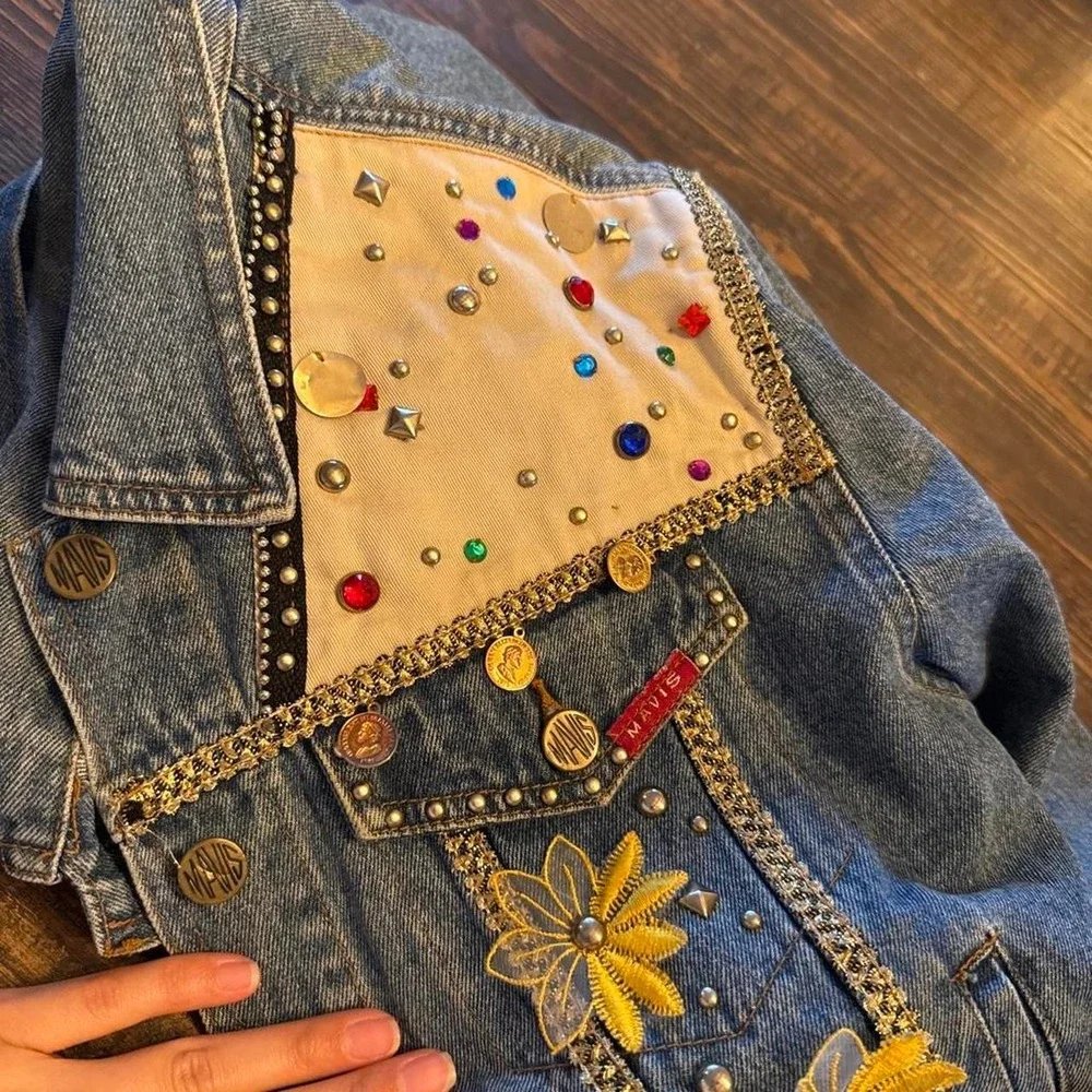 Mavis Denim 100% Cotton Embellished Jacket Women's Size Xs